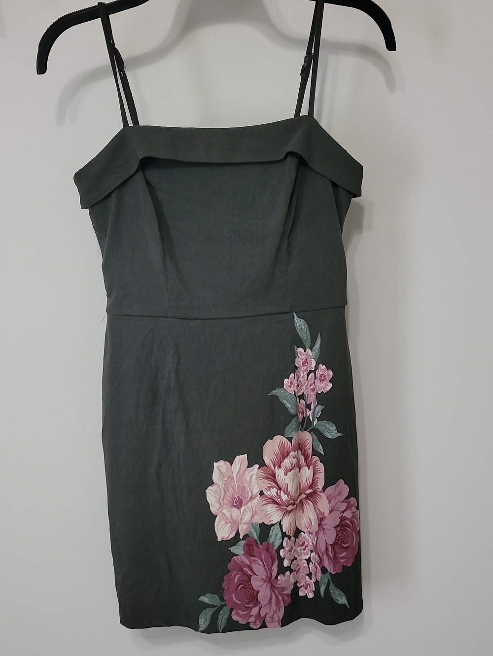 Francesca's Collections Black Strapless Floral Sheath Dress